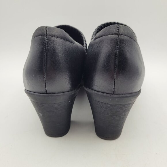 Clarks Bendables Thoughtful Q Womens 6 Vamp Shooties Chunky Heels Slip On Black - Picture 7 of 12